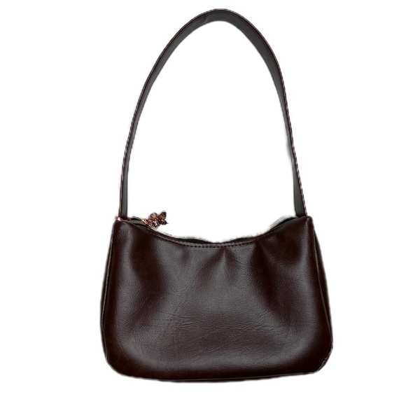 Hand Crafted Handbags - Brown hand made purse rose gold butterfly zipper pull inside pocket